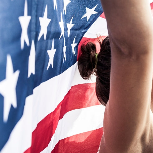 US Athlete with National Flag