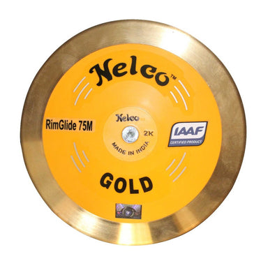 Nelco Gold RimGlide 75m Discus | Yellow plates, Gold rim 
