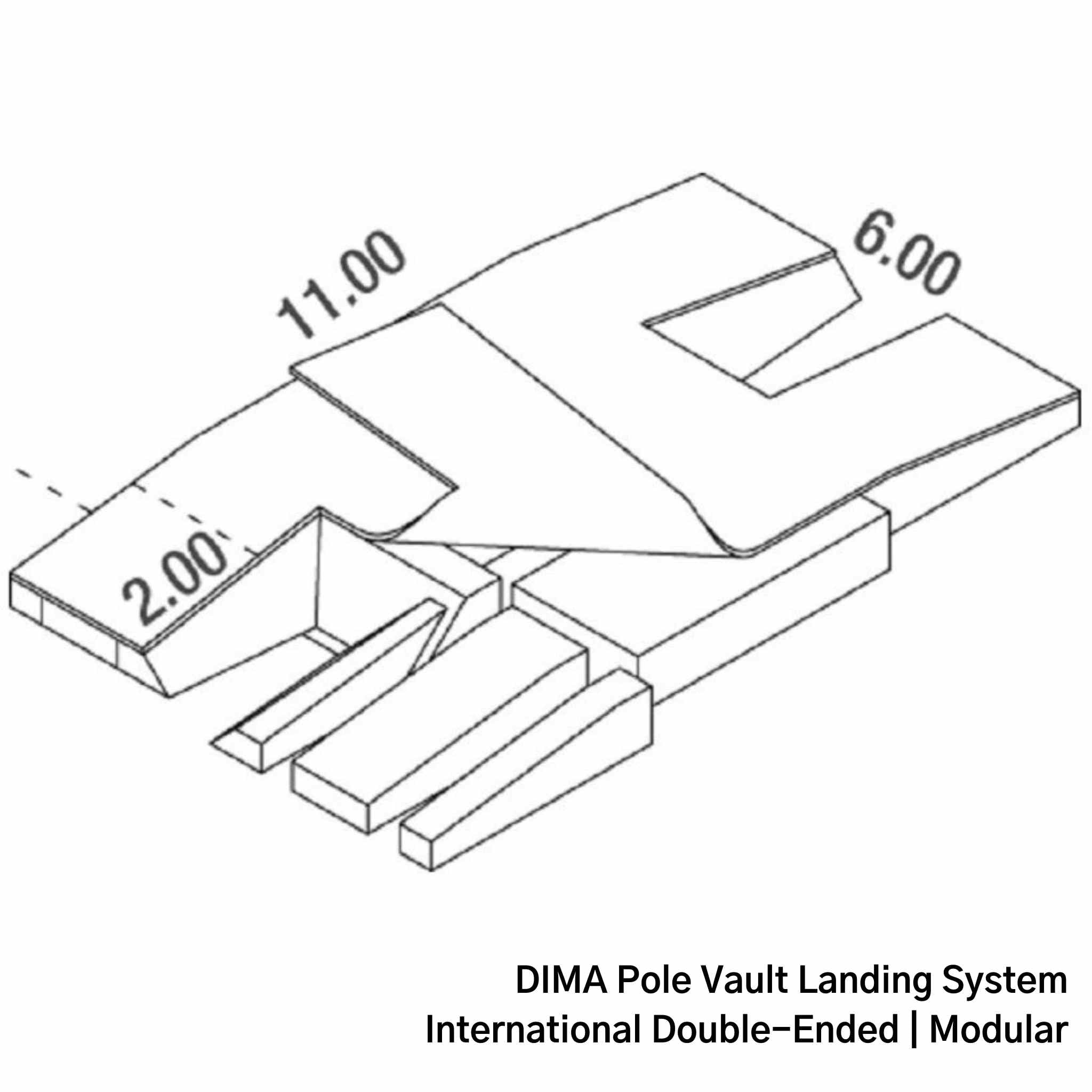 DIMA Double-Ended Pole Vault Landing System | International Bed | Modular | 11 x 6 x .87 | Diagramme