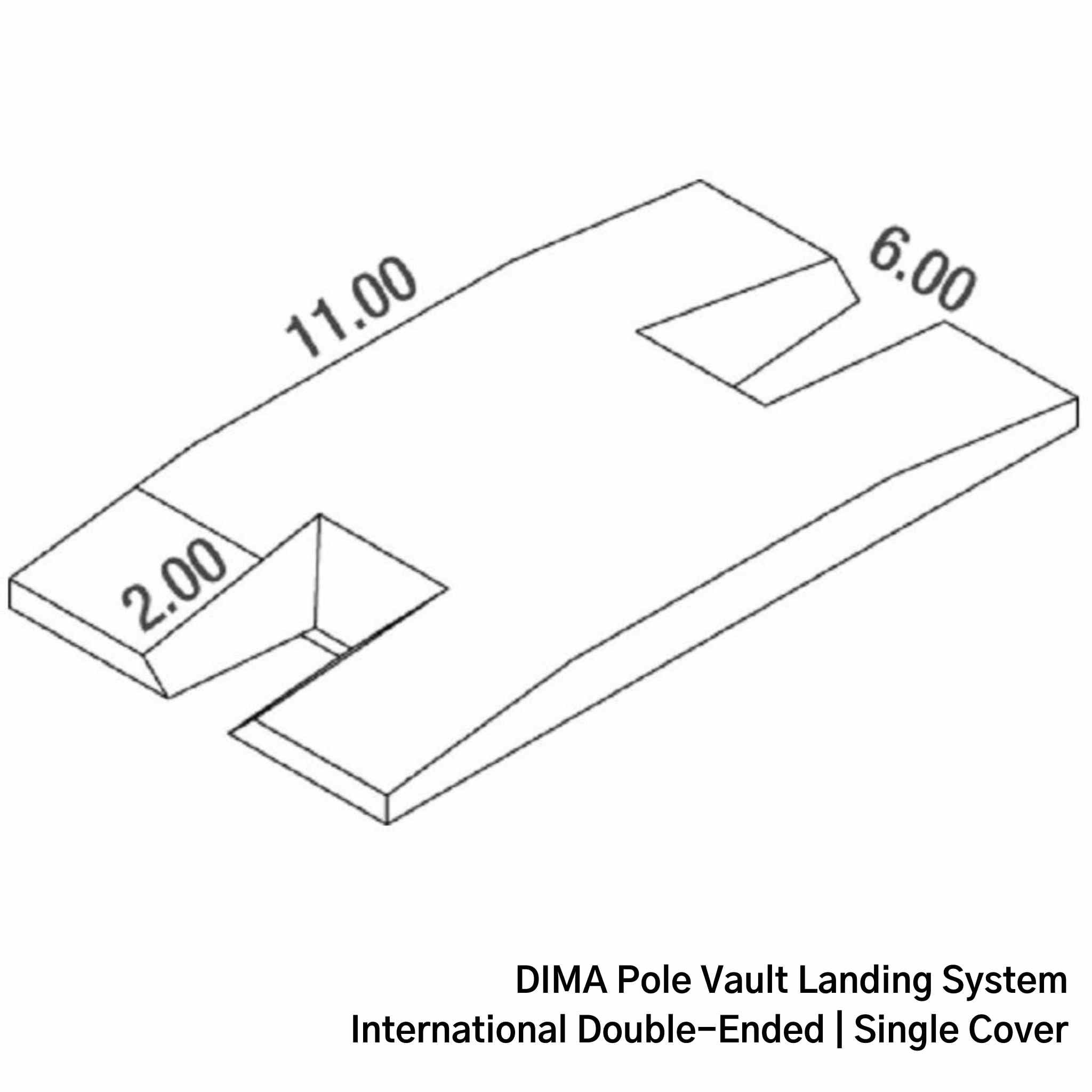 DIMA Double-Ended Pole Vault Landing System | International Bed | Single Cover | 11 x 6 x .80 | Diagramme