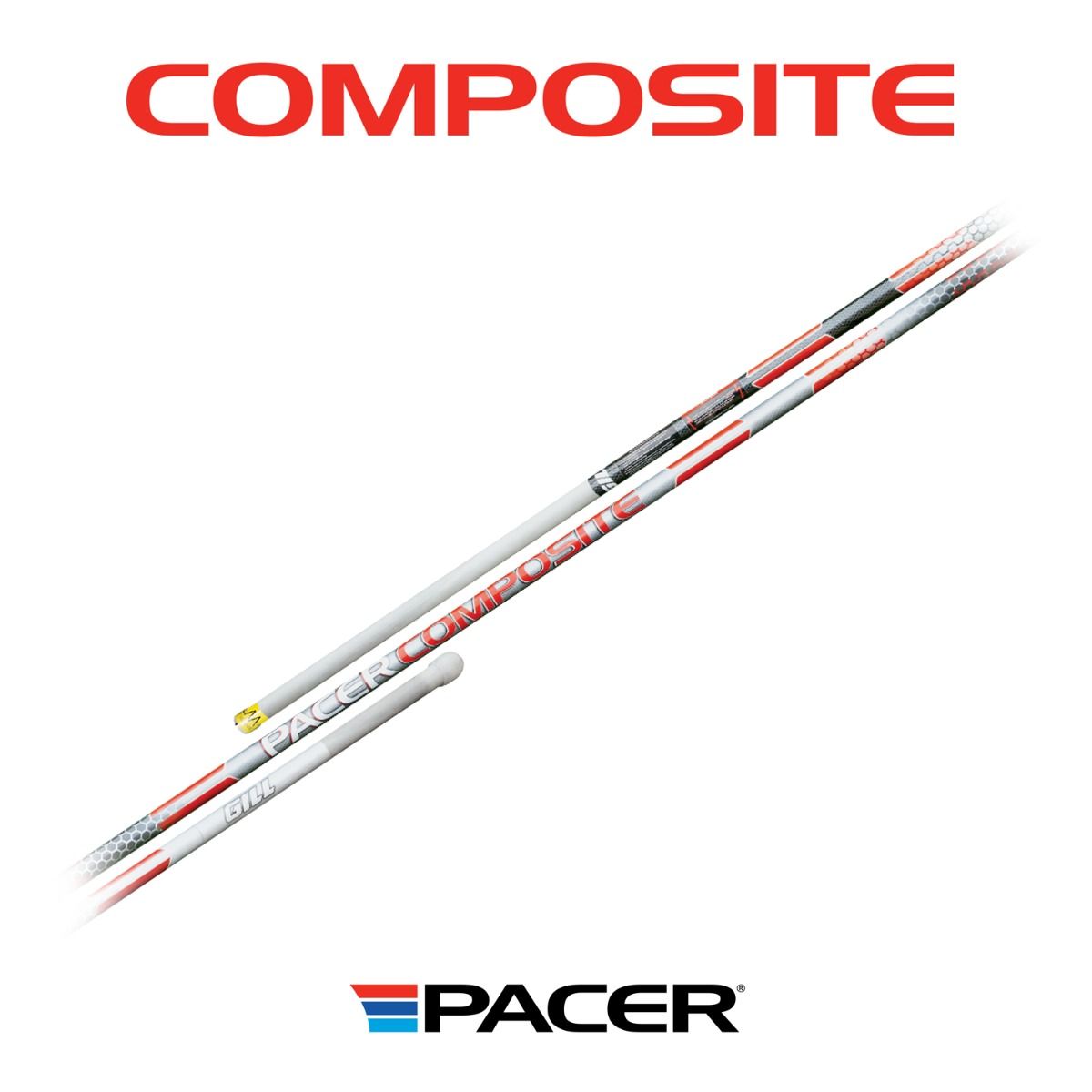 Pacer Composite Vaulting Poles. 3 vaulting poles showing each end and the middle
