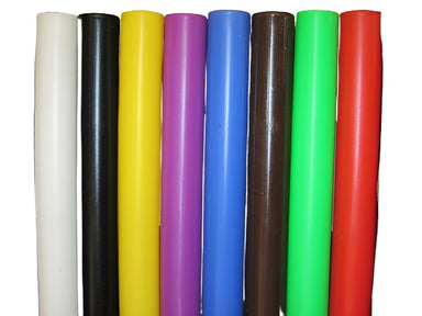 Set of 8 coloured plastic relay batons