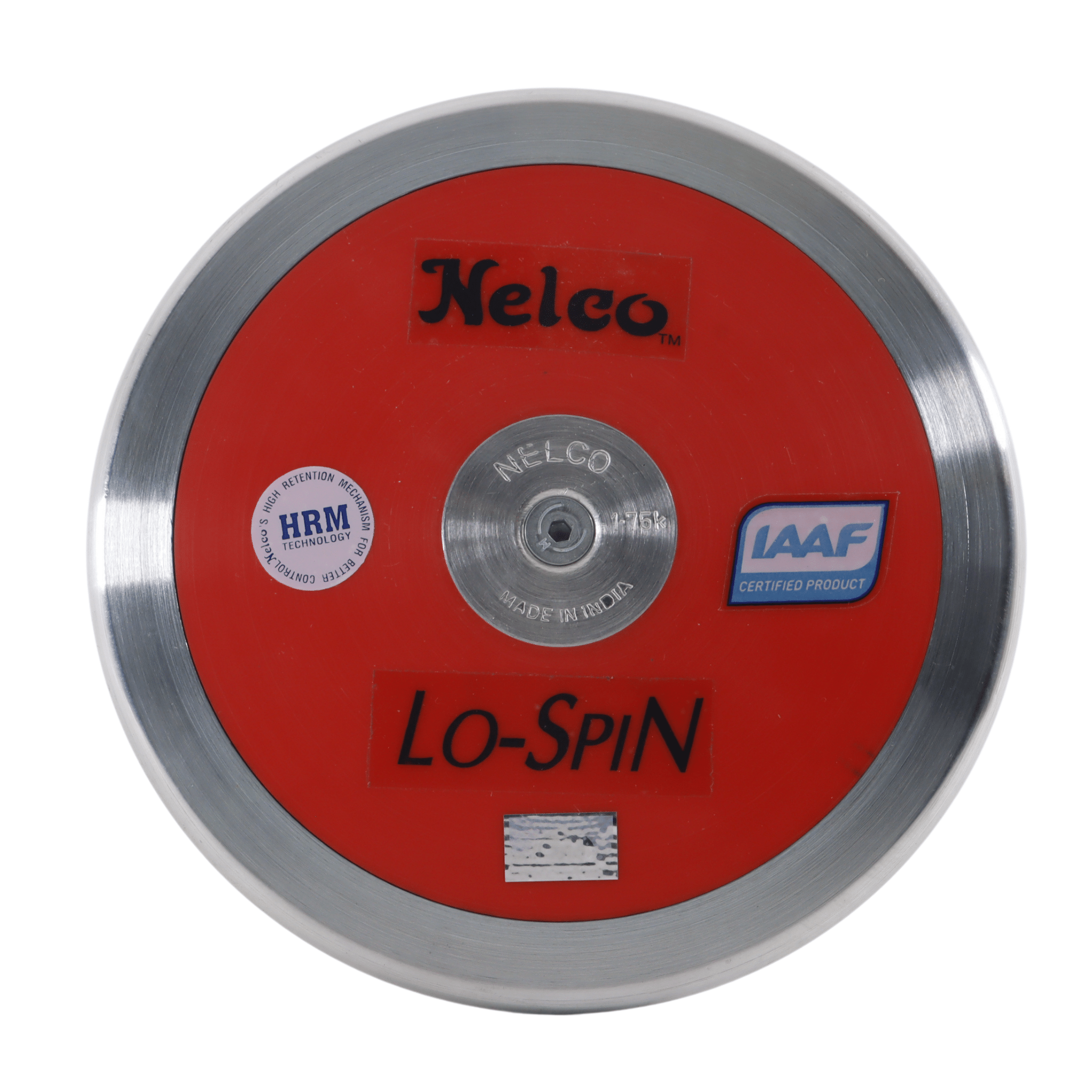 Nelco Lo-Spin RimGlide 65M Discus | Red plates, steel rim, yellow centre | 1.75kg