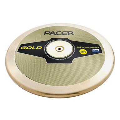 Pacer Gold discus. Gold plastic plates, bronze alloy rim top club high spin discus