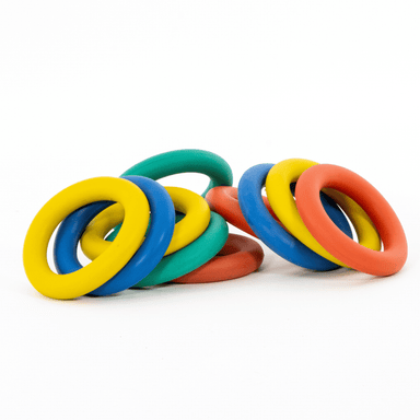 Assorted coloured quoits, rubber ring for throwing, set of 10