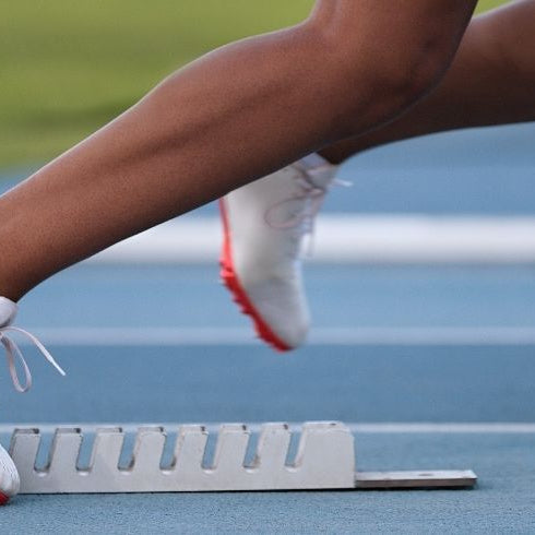 athlete on starting blocks
