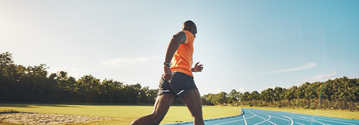 Athlete sprinting alone
