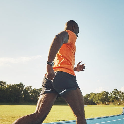 Athlete sprinting alone