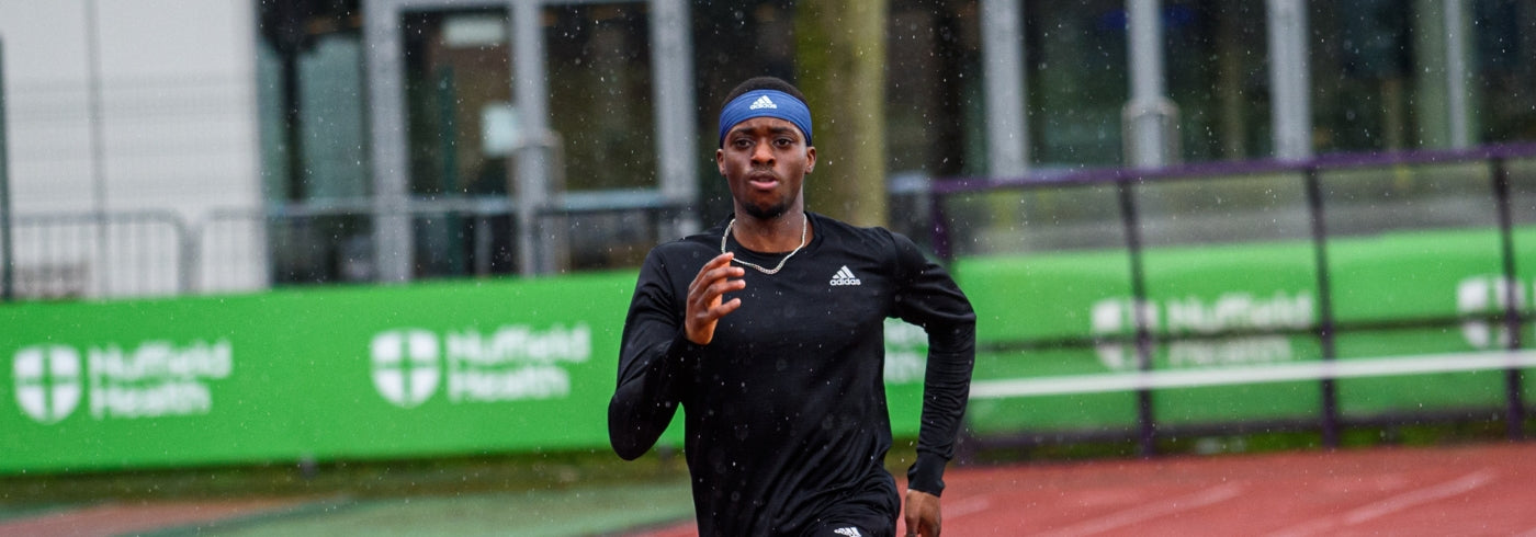 Destiny Ogali sprinting in rain