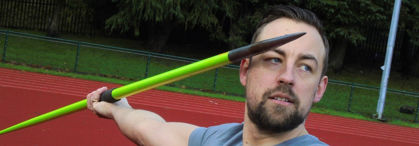 Gary Piazzon holding javelin by grip