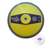 A yellow and gray discus thrower with a purple central label reading 'Nordic Sport' and '2KG', shown on a white background with a World Athletics Certified Product seal in the lower right corner.