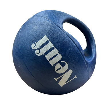 A blue medicine ball with a handle, featuring the brand name 'Neuri' printed in white on the side, set against a plain white background.