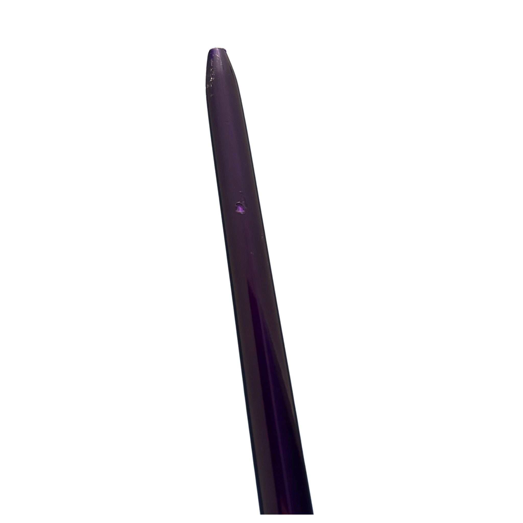 close up of purple javelin on white background