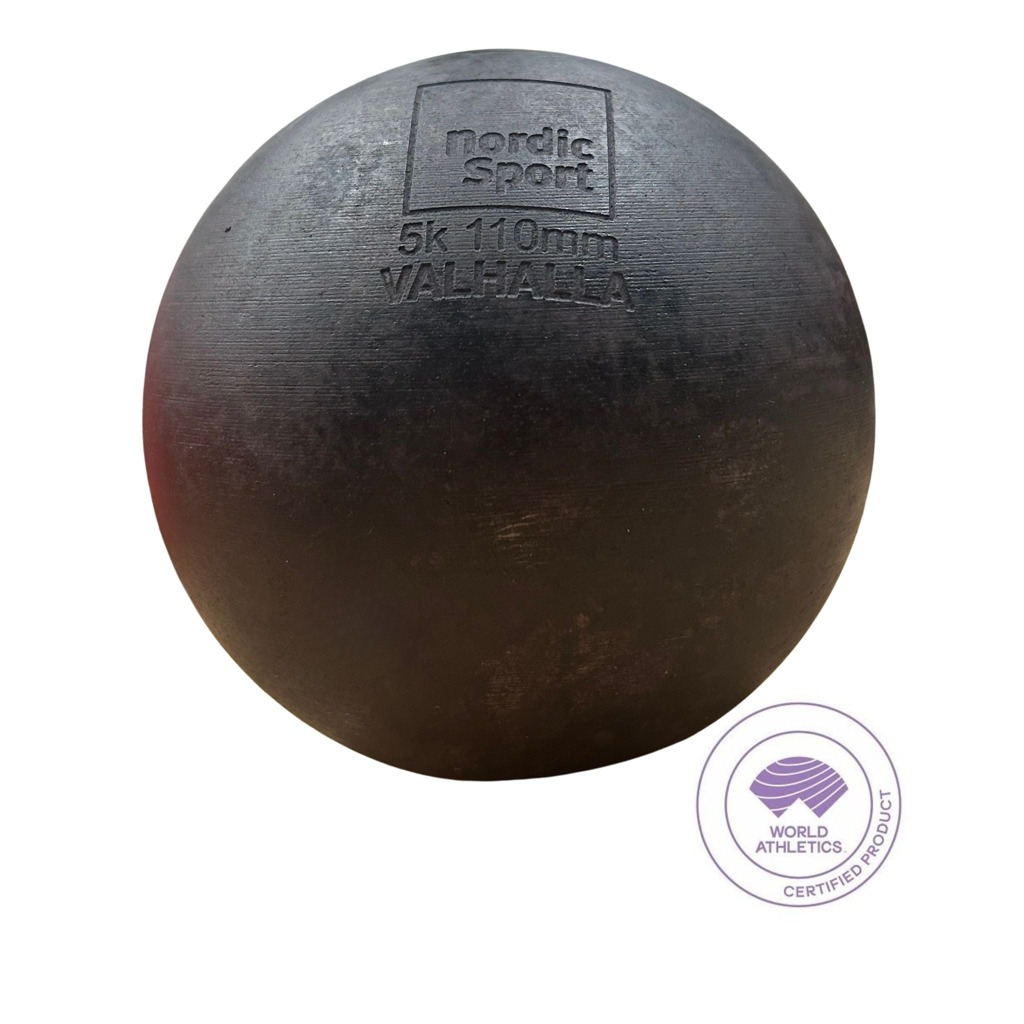 Nordic Sport 5k 110mm valhalla shot in dark brown, featuring a World Athletics Certified Product seal in the bottom right corner, on a white background.