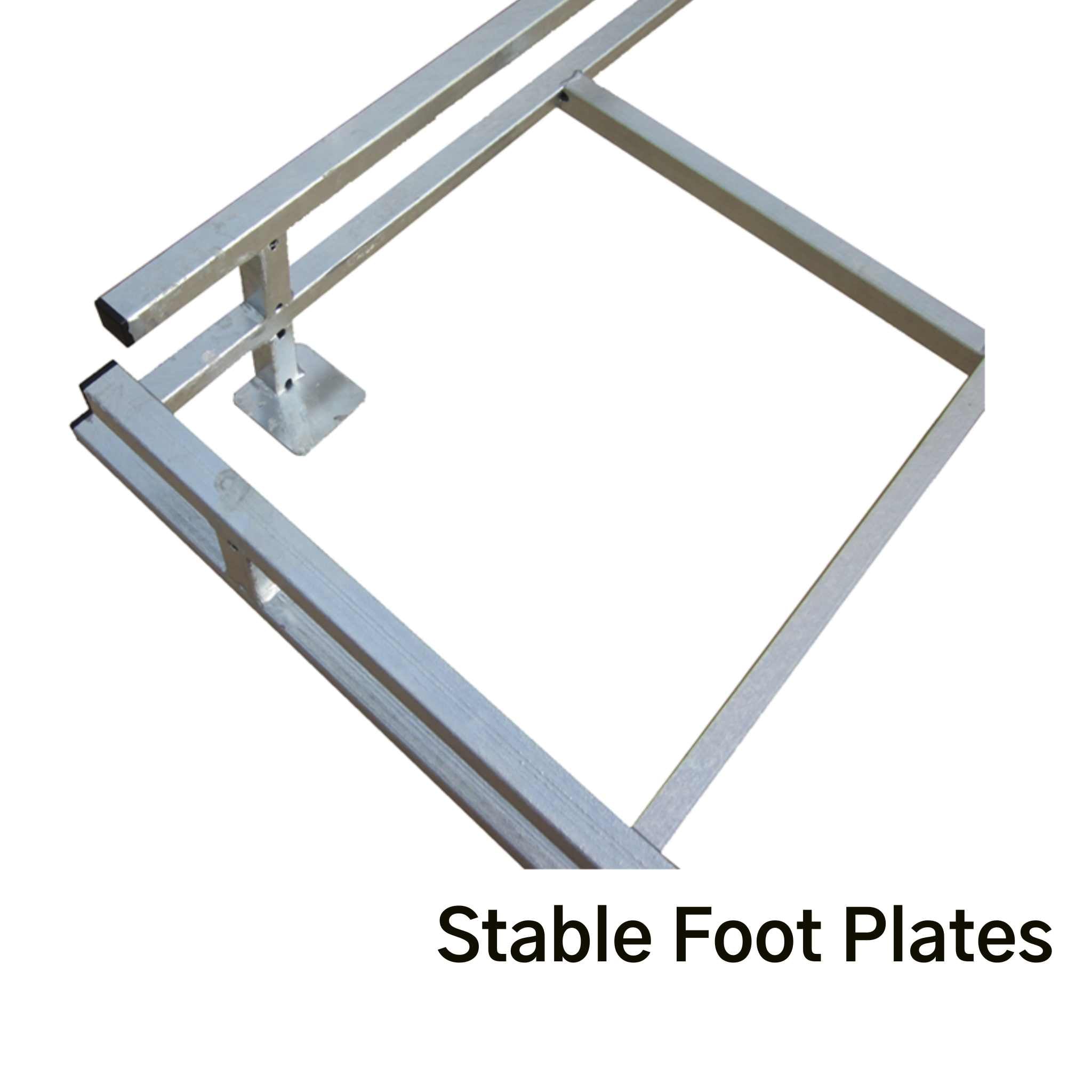 DIMA Galvanised Metal Platform to support landing bed | Detail of stable footplates