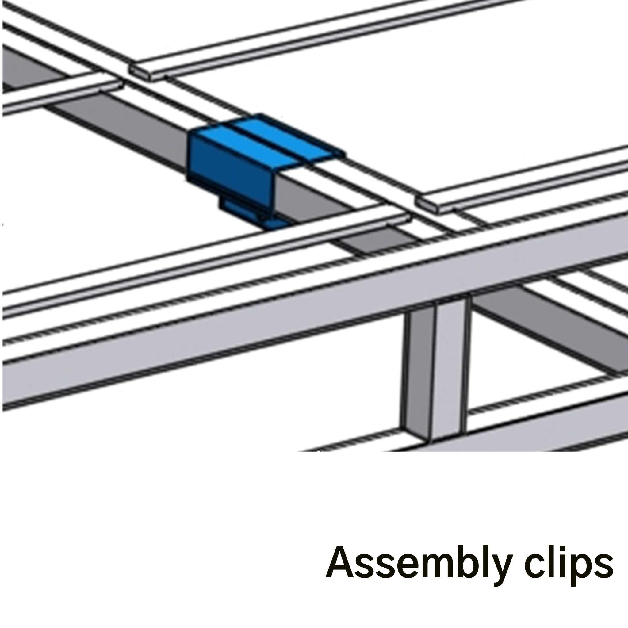 DIMA Galvanised Metal Platform to support landing bed | Detail of clips fixing sections