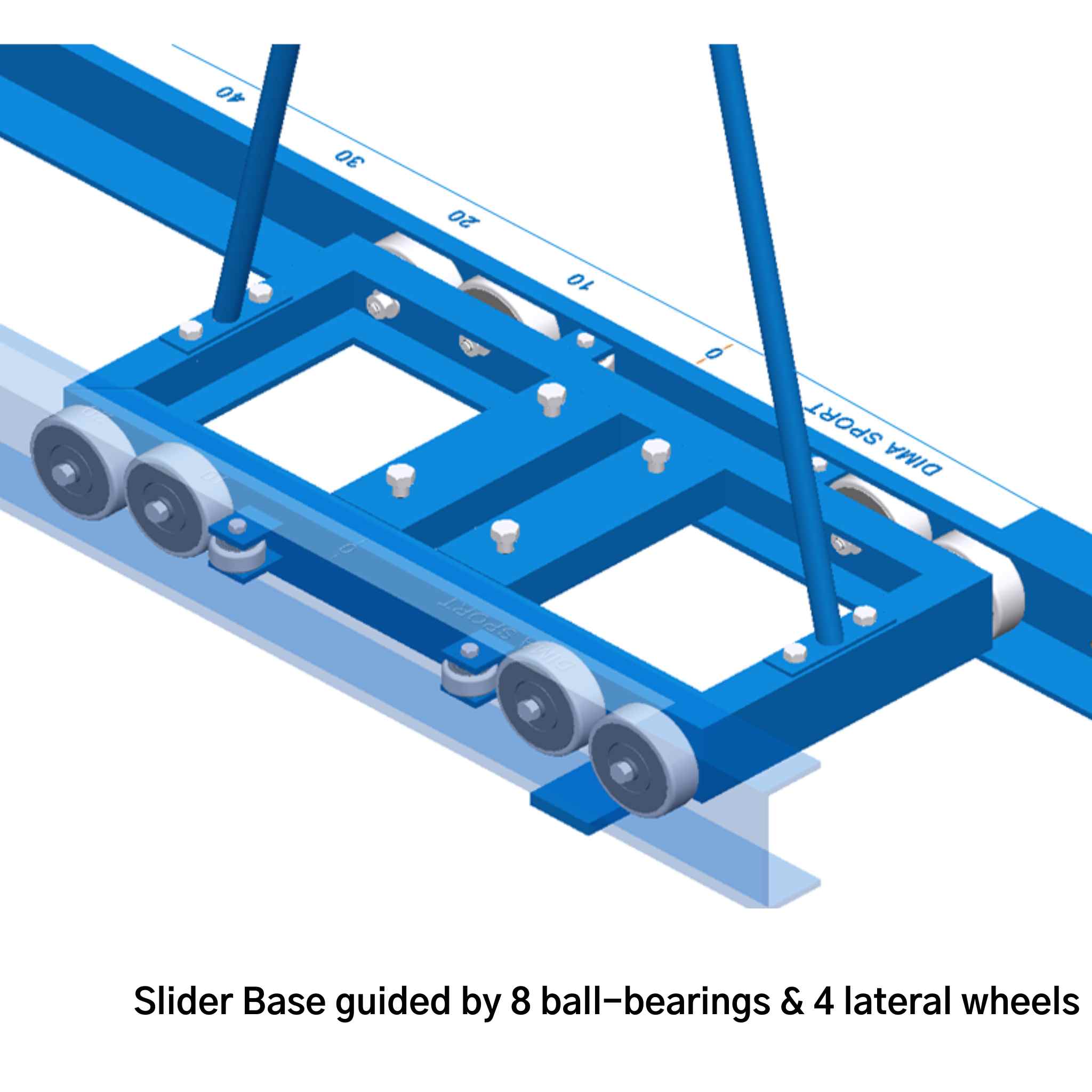 DIMA Pole Vault Base rails | ball bearings and wheels