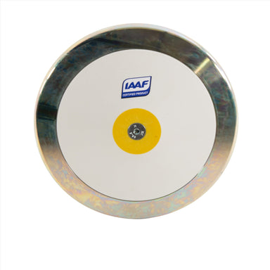 Denfi Jurgen Schult Discus | White plates with steel rim and yellow centre