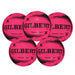 Five bright pink Gilbert Control Ball netballs arranged in a 2x3 cluster on a plain white background. Each ball features the brand name 'GILBERT' in bold black letters, along with 'CONTROL A BALL' and 'NETBALL' text.