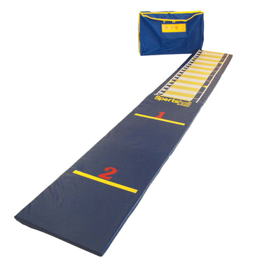 Sportshall Metromat for Standing Long Jump | Intermediate Size | Eveque Sportshall | Blue and yellow foam mat with Carry bag.