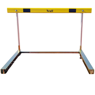 Yellow hurdle with 'Neuff' branding on a white background