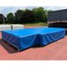 Blue High Jump landing area with Neuff branding on a steel pallet frame base 