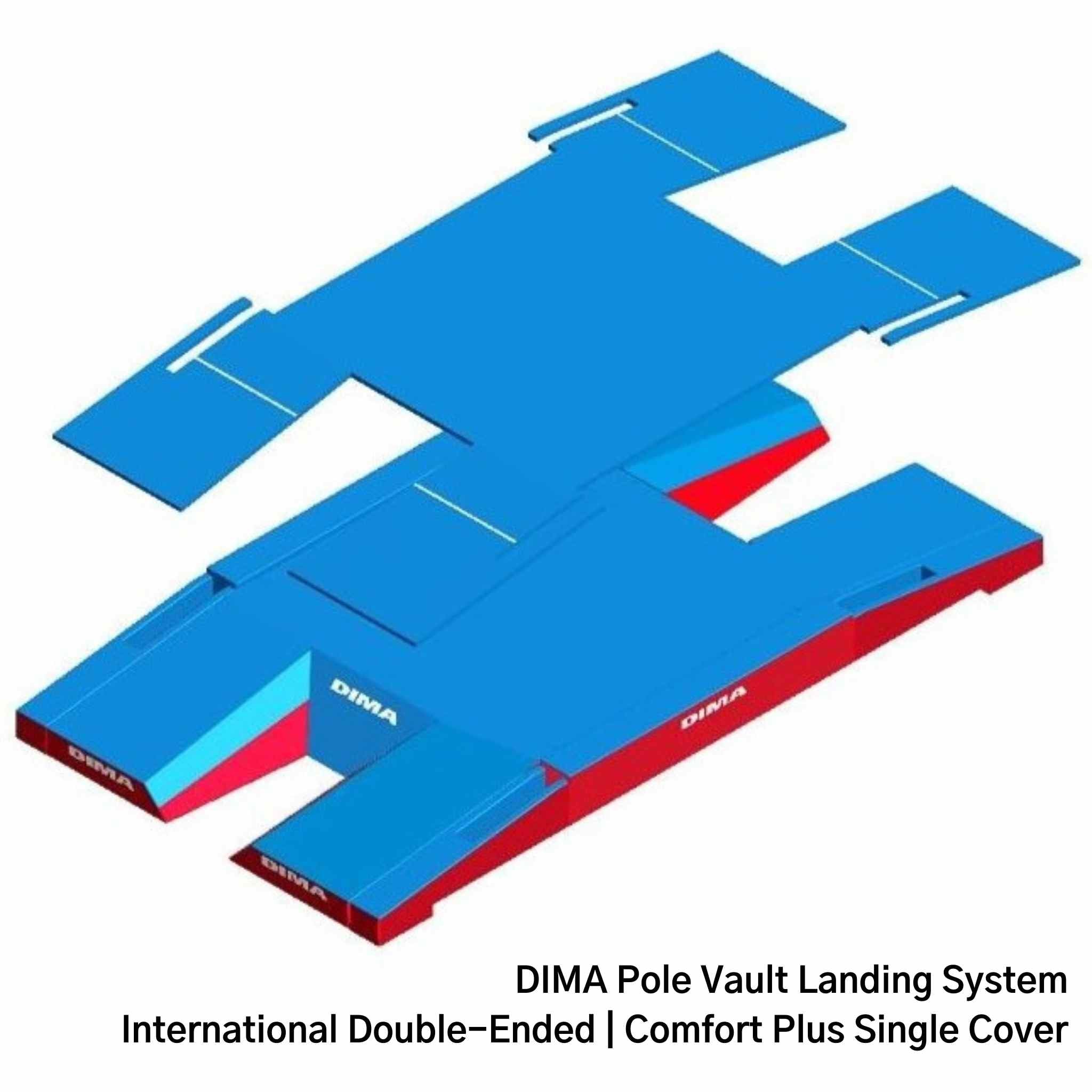 DIMA Double-Ended Pole Vault Landing System | International Bed | Comfort Plus Single Cover | 11 x 6 x .87 | Drawing
