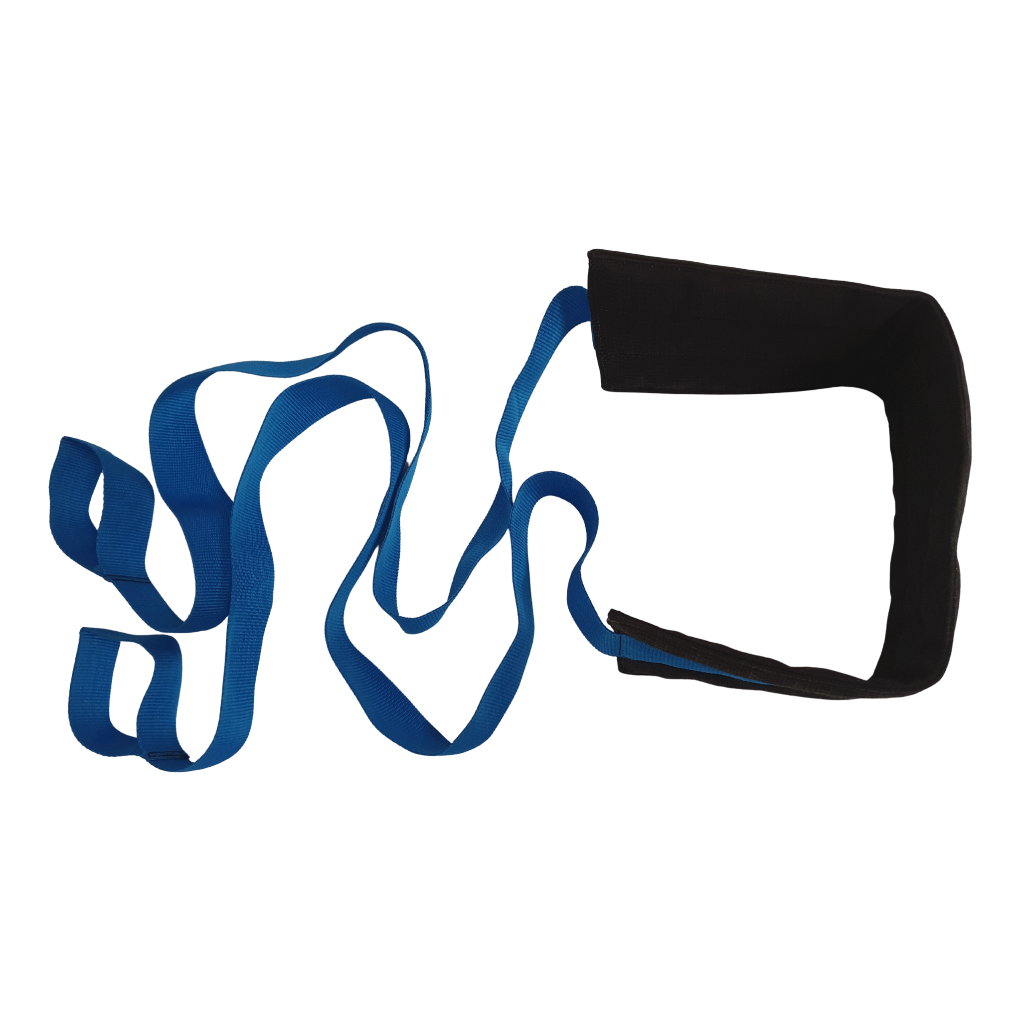 Black padded resistance band with blue 1.5m long straps and loop handles