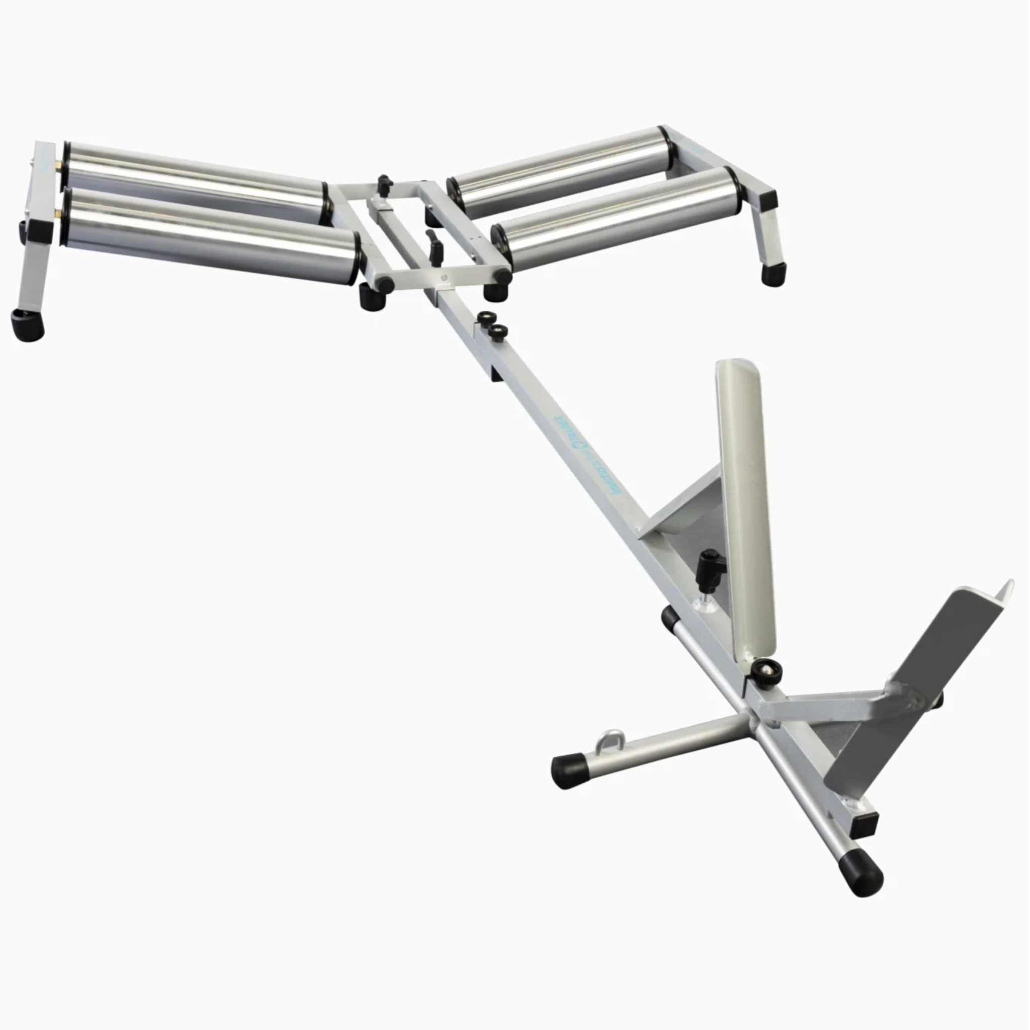 Aluminium frame with 4 rear rollers for race wheelchair training.