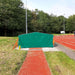 Retractable weather cover for landing areas | Canvas over concertina steel frame | Long Jump, High Jump or Pole Vault available | Sports tunnel  End view