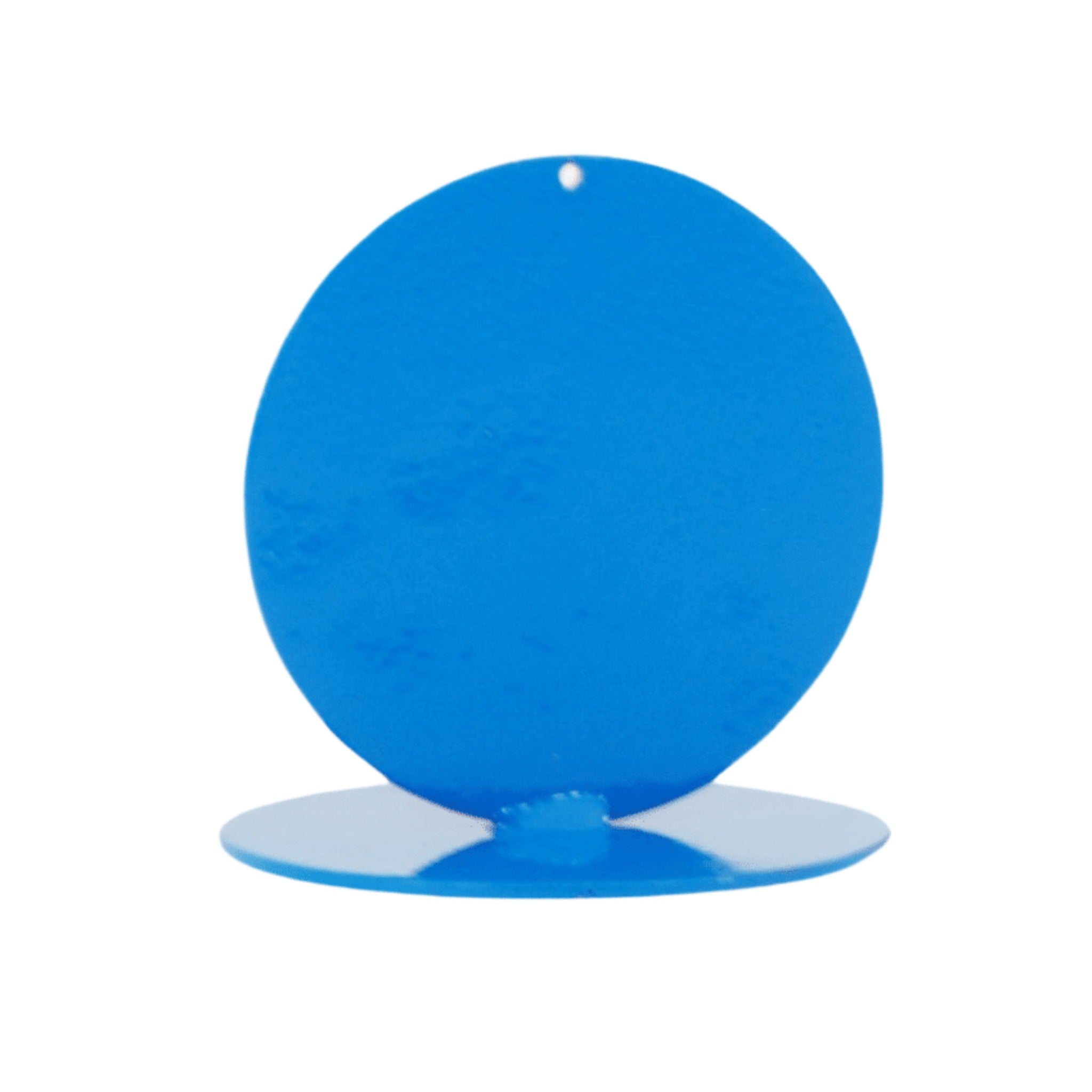 Small blue steel round marker for marking jump run-ups