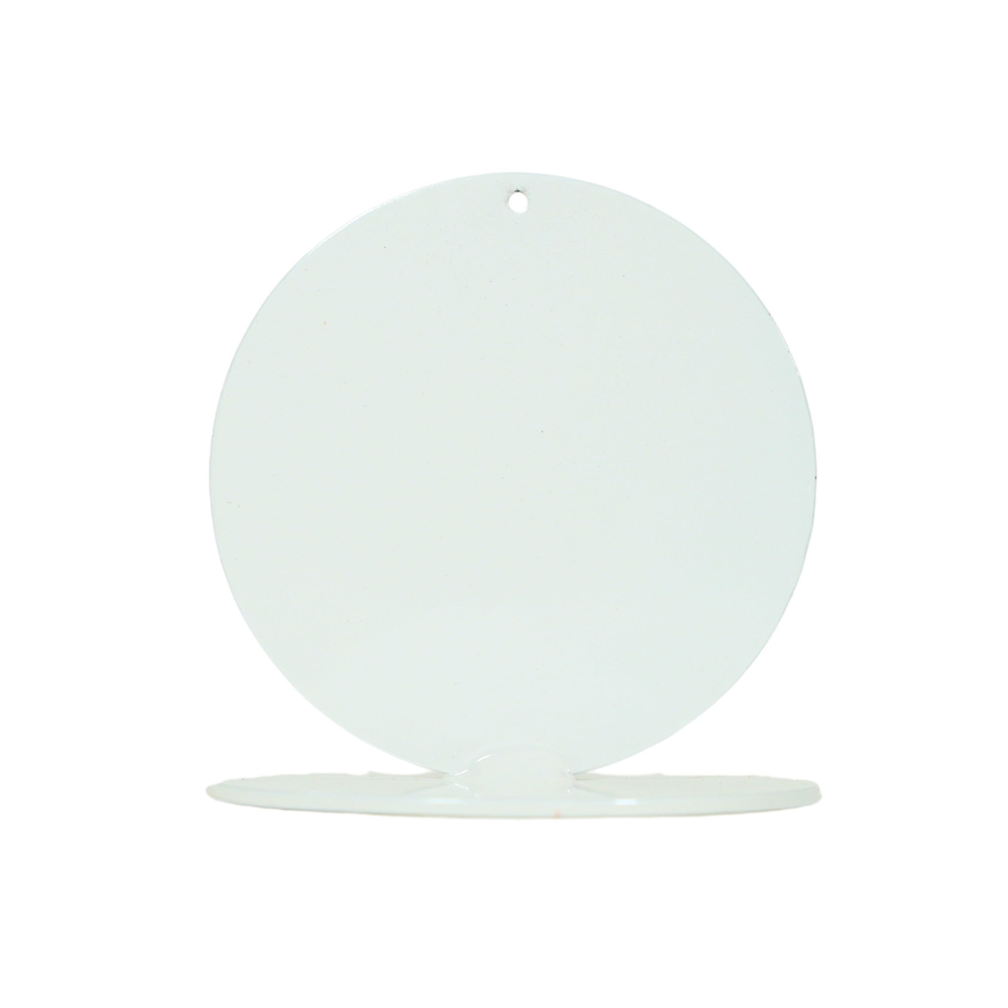 Small white steel round marker for marking jump run-ups