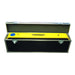 Open tool case with yellow Seiko ST306 sports timer inside and black exterior on a white background