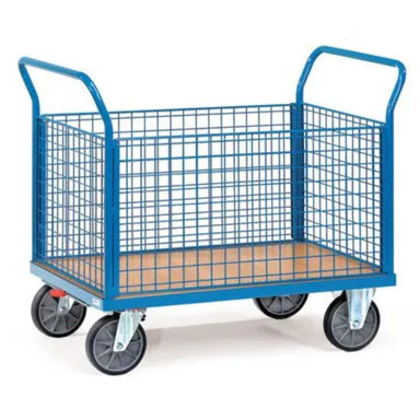 Starting Block Trolley | Multi-Use Athletics Trolley | FETRA | Blue Steel with wooden base and 4 wheels
