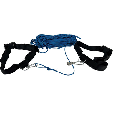 twin waistbelt harness with 50m non stretch rope, overspeed training harness