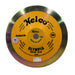 yellow plate with a gold rim discus showing weight of 1.5kg