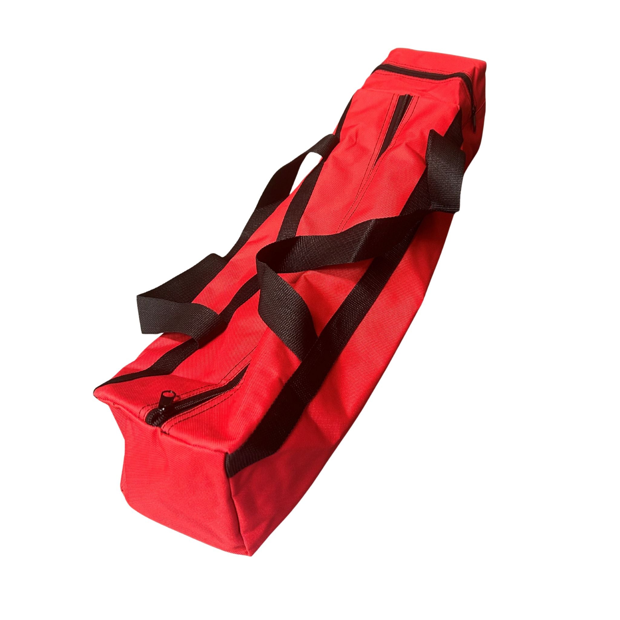 red soft carry bag with black handles for wind gauge