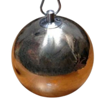 A polished silver hanging sphere hammer with a metal loop at the top, shown against a plain white background.