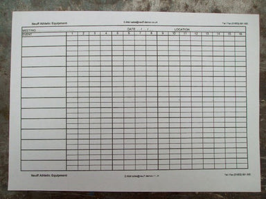 Pad of summary sheets for timekeepers.