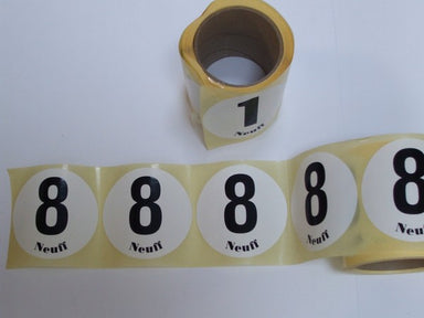 Roll of 100 numbers for leg/lane race numbers.  Single number per roll 