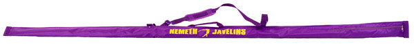 Soft purple carry bag for a javelin.  Made by Nemeth