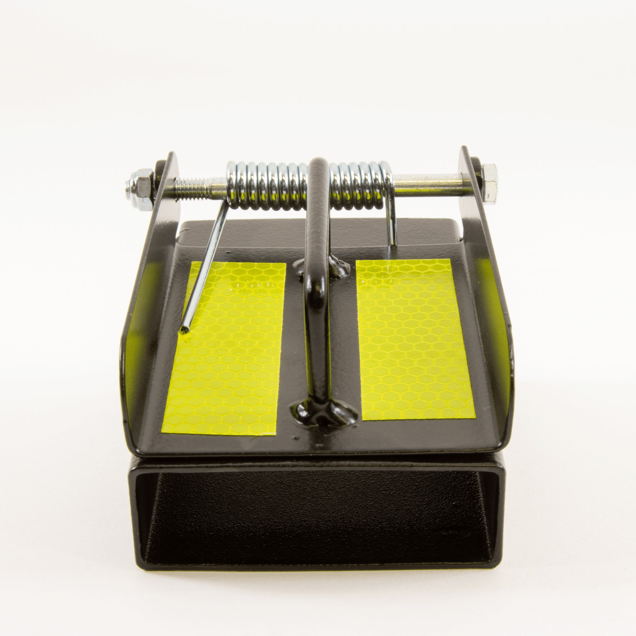 Hinged mouse-trap clapper starter with hi-vis strips | Athletic starter equipment