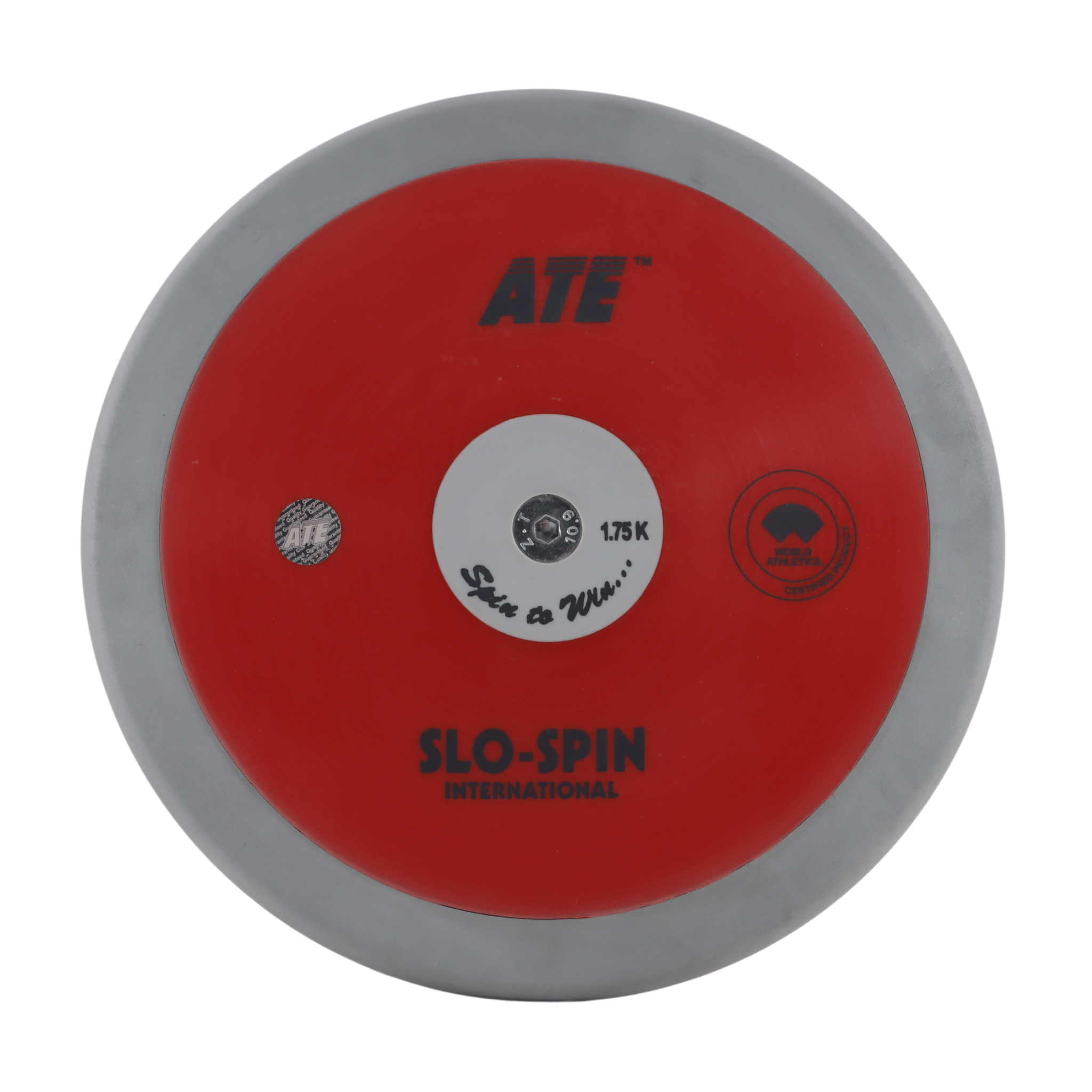 ATE Slo Spin International Discus | Red Plates with light Grey centre and Terragrip rim | 1.75kg