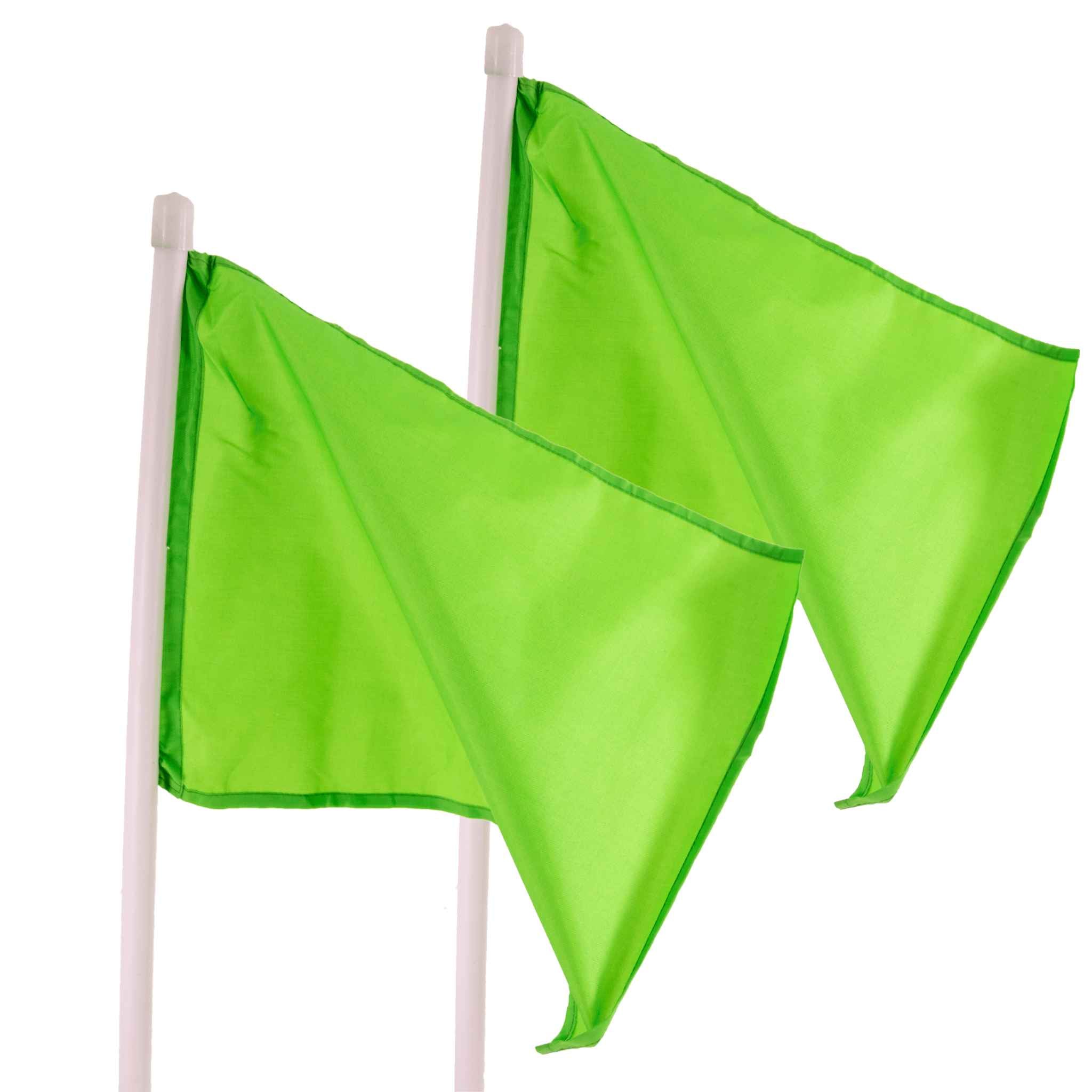 Fabric Flags for Athletics Officials and Sports Use | Simple solid handle | Pair of Green