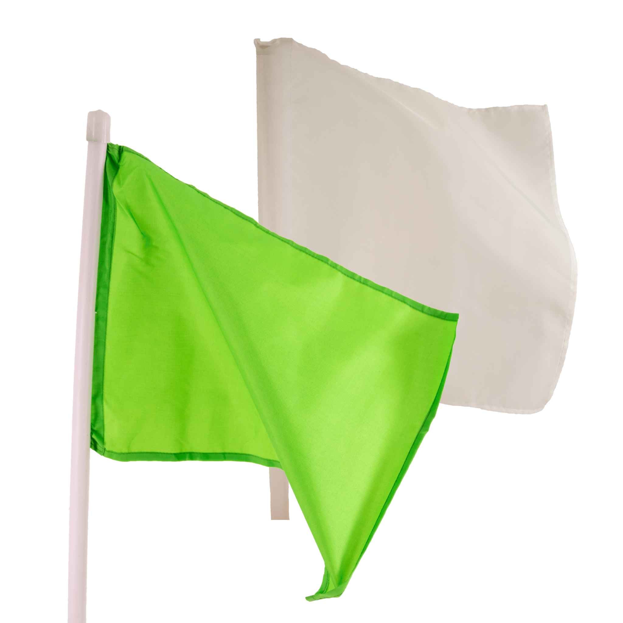 Fabric Flags for Athletics Officials and Sports Use | Simple solid handle | One Green, One White