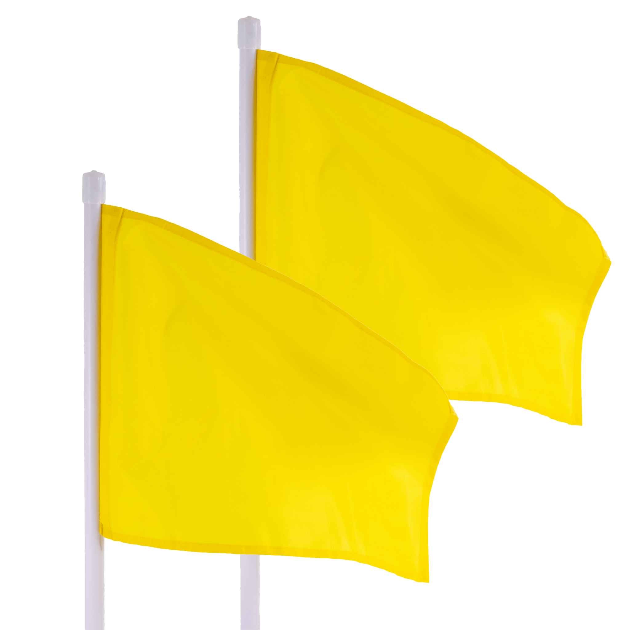 Fabric Flags for Athletics Officials and Sports Use | Simple solid handle | Pair of Yellow