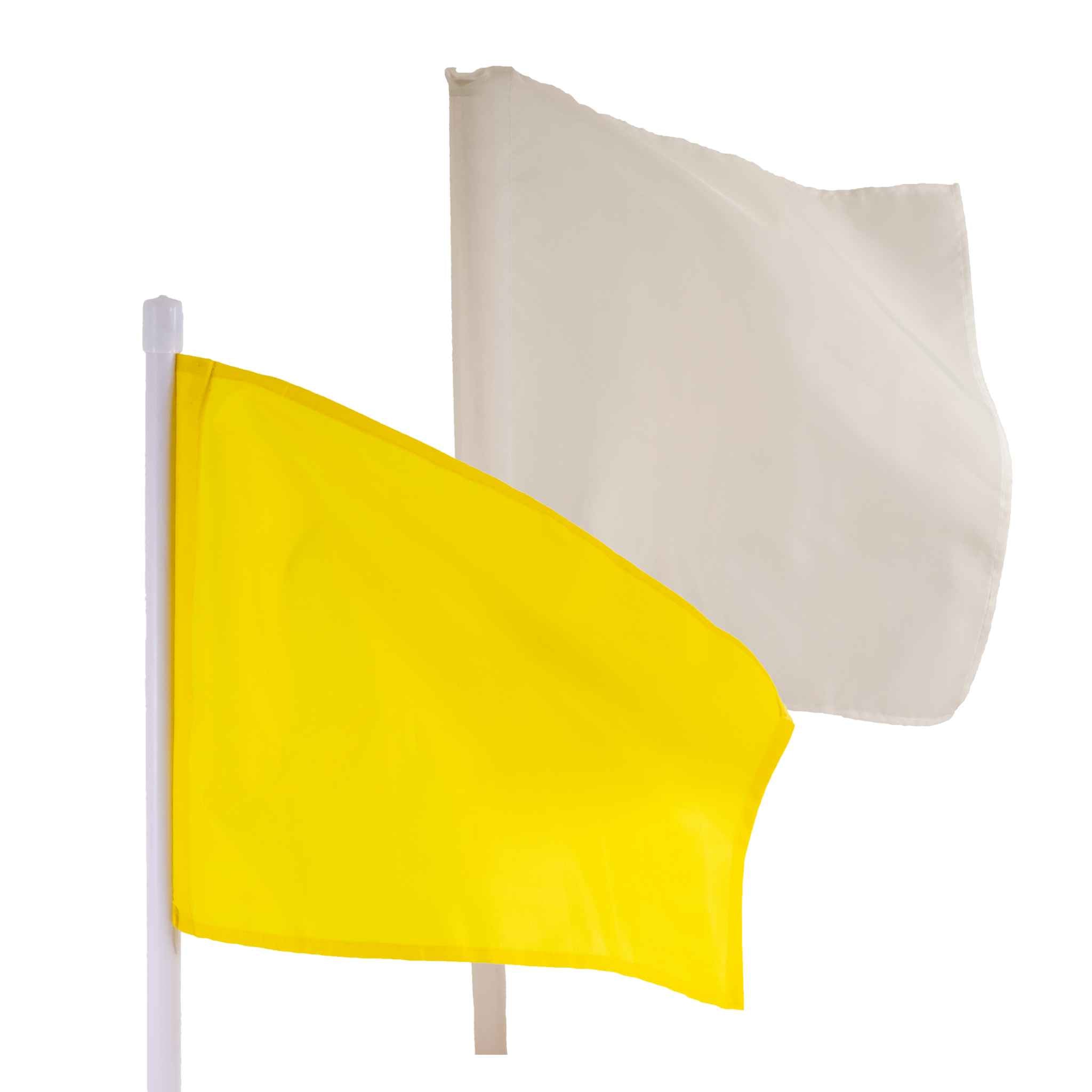 Fabric Flags for Athletics Officials and Sports Use | Simple solid handle | One Yellow, One White