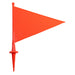 Small plastic pennant flags with integrated spike for sticking in the ground. In various colours