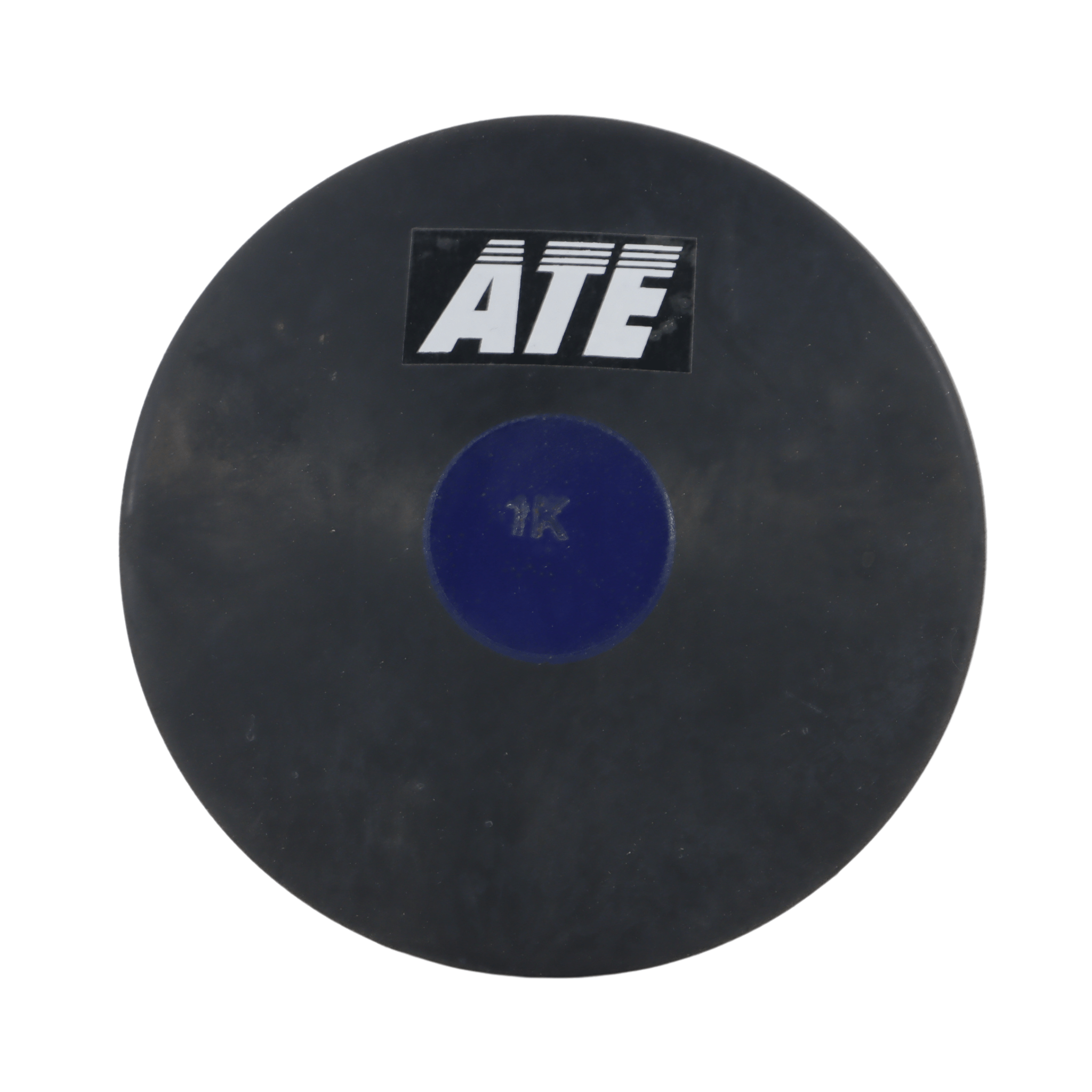 Rubber Discus | Solid black rubber with blue centre 1kg | ATE brand