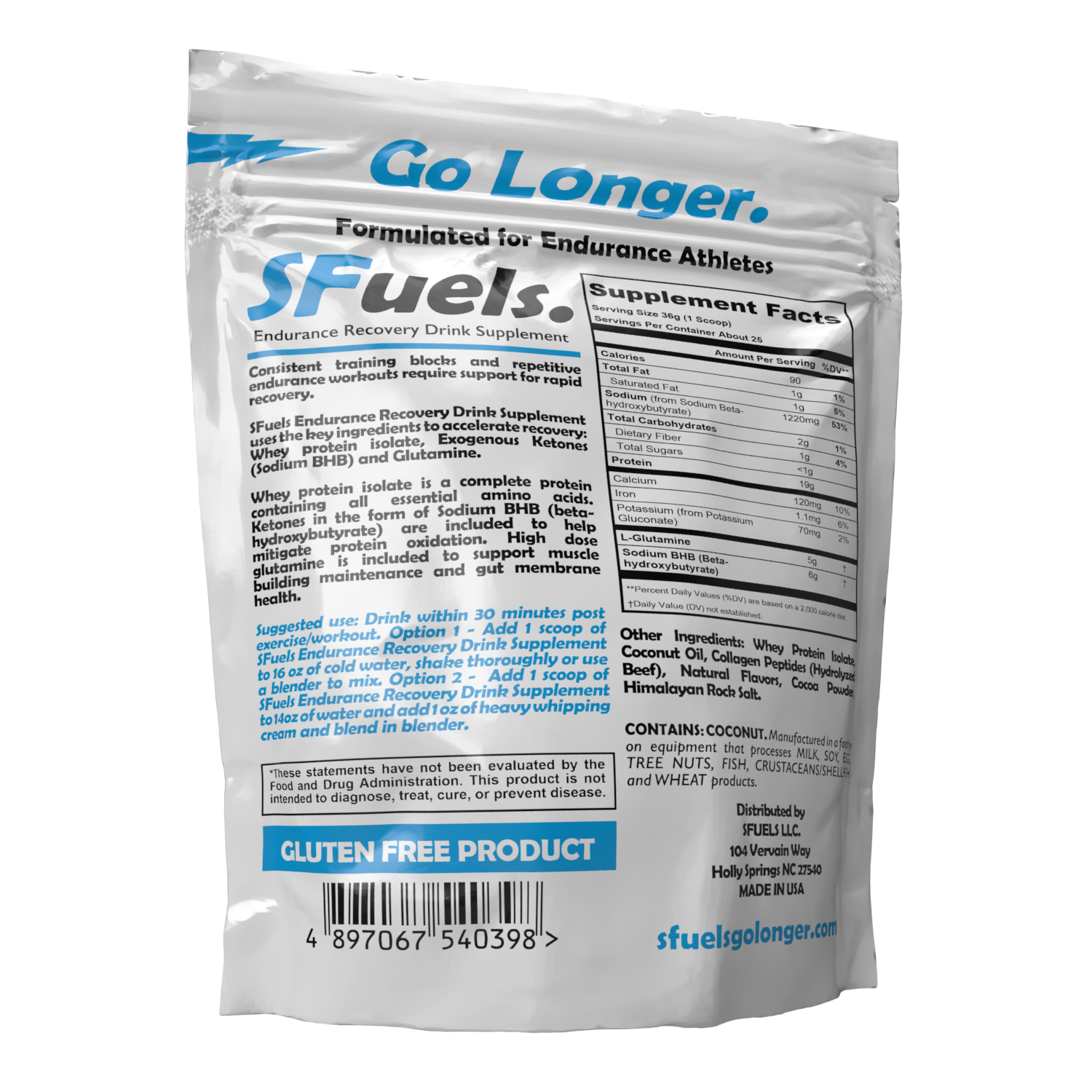 SFuels Life: Endurance Recovery Drink Supplement back view